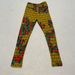 LuLaRoe leggings, Christmas Holly, girl’s s/m, NWOT